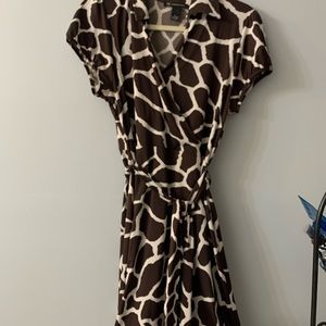 INC dress, size L-brown & white, mid length, polyester/spandex blend